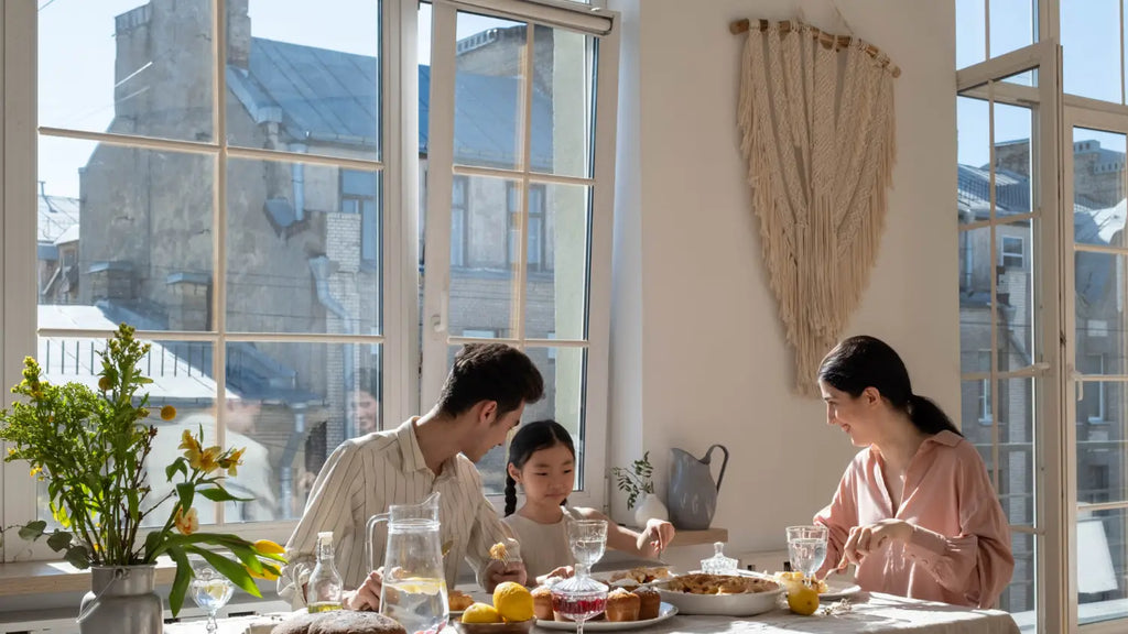 Family eating healthy meal