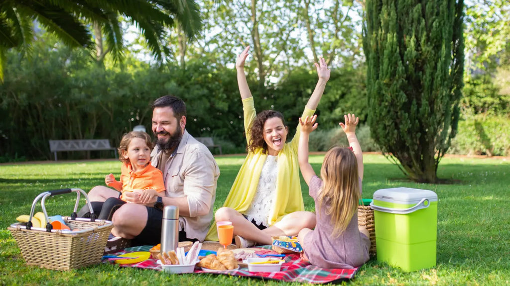 Happy family having a picnic