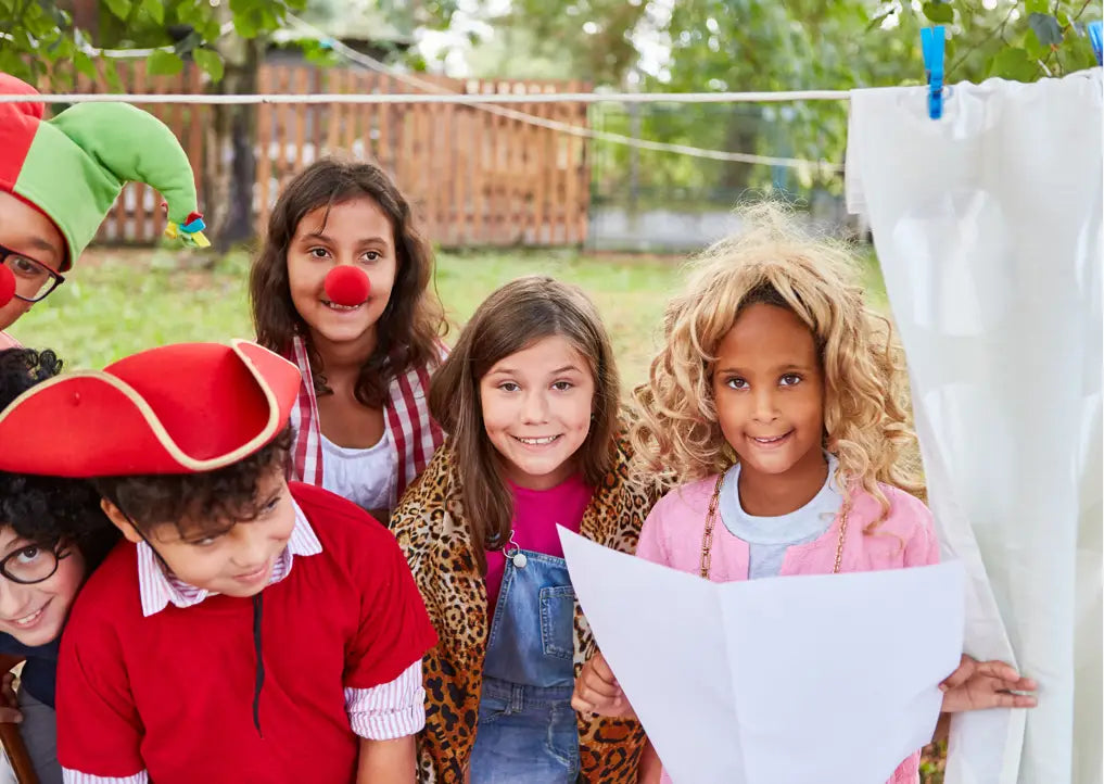 Children doing a play together.