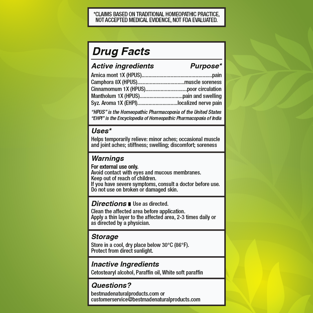 Arnica Ointment for Muscle Soreness, Stiffness & Swelling - Homeopathic Pain Relief, 40g (1.41 oz)