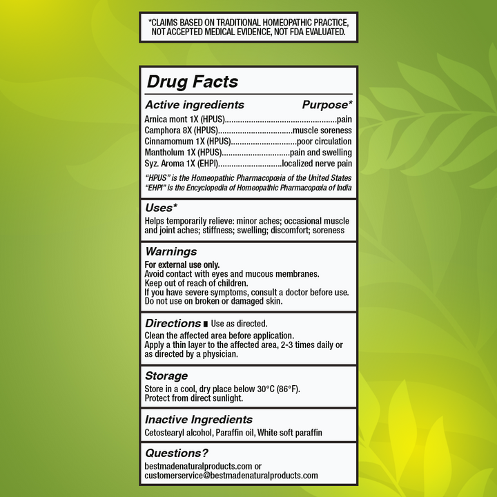 Arnica Ointment for Muscle Soreness, Stiffness & Swelling - Homeopathic Pain Relief, 40g (1.41 oz)