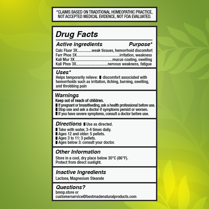 Hemorrhoid Support BIO17 - Cell Salt Combination for Pain, Swelling, Itching &amp; Burning