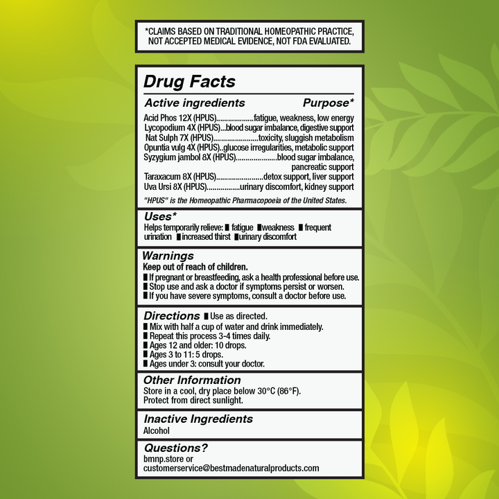 Metabolic Function Support (BM10) - Blood Sugar &amp; Thirst Regulation | Homeopathic Combination Remedy, Non-Toxic, Natural, 30 mL Drops