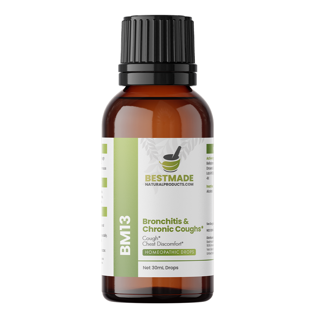 Bronchitis &amp; Chronic Cough Support (BM13) - Acute &amp; Chronic Cough, Whooping Cough, Chest Discomfort  | Homeopathic Combination Remedy, Non-Toxic, Natural, 30 mL Drops