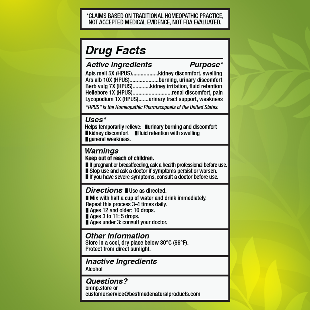Kidney Inflammation Support (BM193) - Foamy Urine, Body Aches &amp; Swelling, Skin Rashes | Homeopathic Combination Remedy, Non-Toxic, Natural, 30 mL Drops