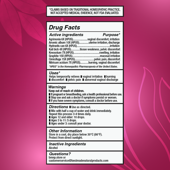 Gynecological Infections Support (BM240) - Menstrual Disorders, Cervical Inflammation | Homeopathic Combination Formula, Non-Toxic, Natural, 30 mL Drops