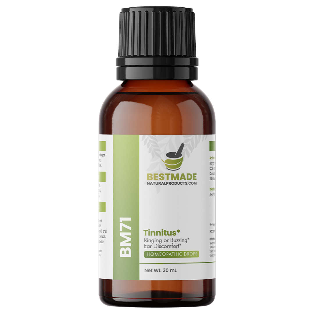 Tinnitus Relief (BM71) - Inner Ear Ringing, Buzzing, Hissing, Whistling | Homeopathic Combination Remedy, Non-Toxic, Natural, 30 mL Drops
