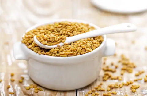 Bowl filled with fenugreek seeds.