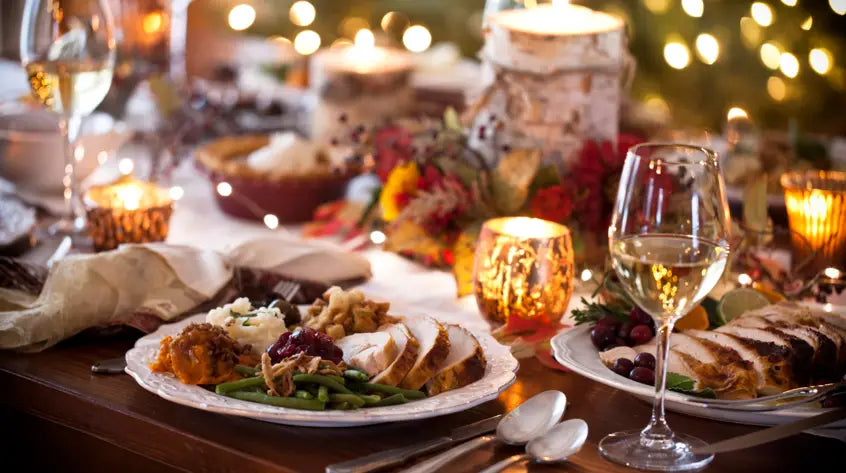 Holiday dinner table with delicious food