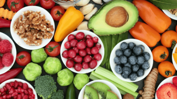 Healthy, colorful fruits and vegetables