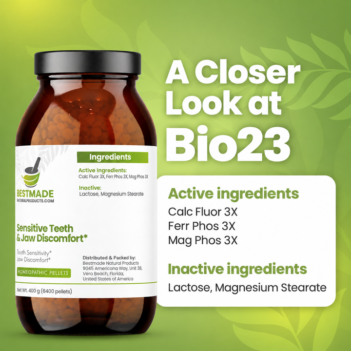 Toothache &amp; Jaw Pain BIO23 - Cell Salt Combination for Tooth Sensitivity and Oral Discomfort | 6400 Pellets