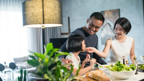 Family having dinner together