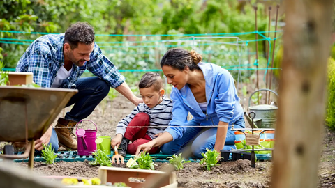 Family gardening together