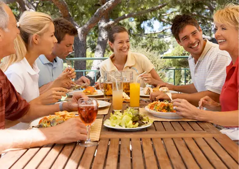 Friends sharing lunch outdoors