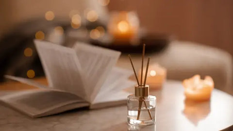 Cozy room with book and candles