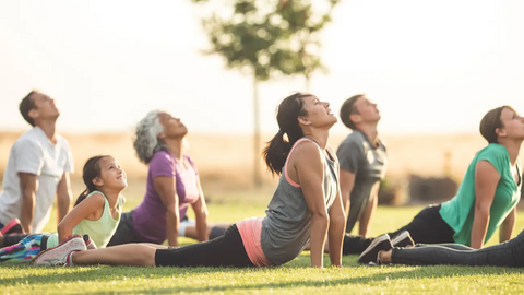 Outdoors yoga class