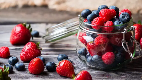 Jar filled with berries