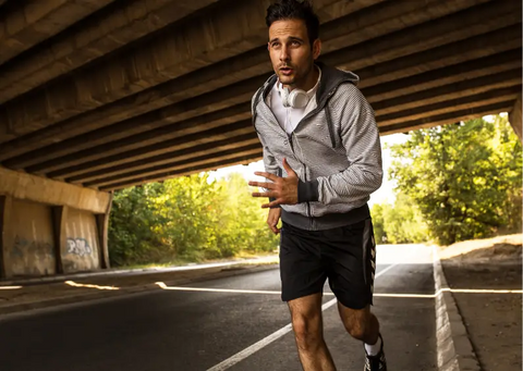 Man running outdoors.