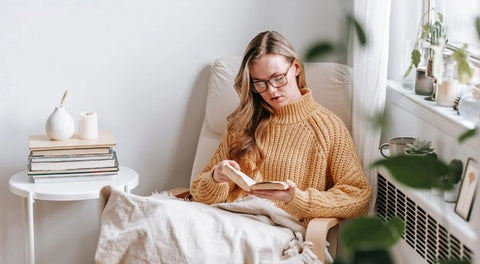 Woman reading book