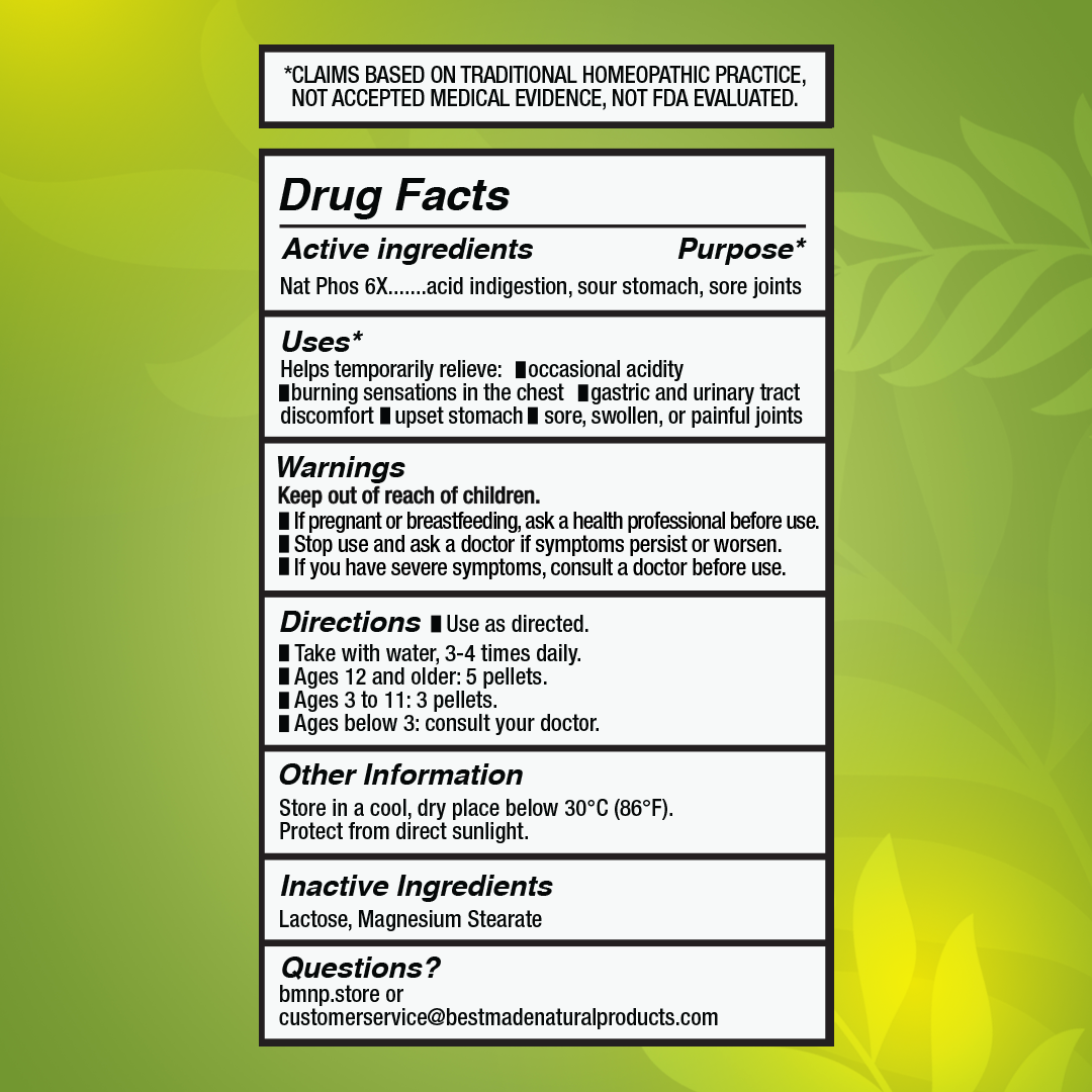 Nat Phos 6x (Natrum Phosphoricum) Cell Salt - Acid Neutralizer Remedy
