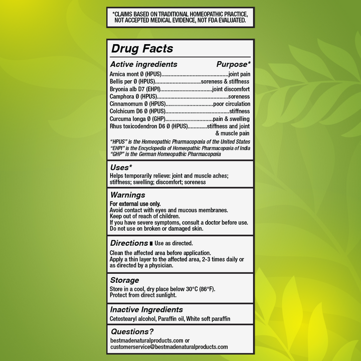 Rhus Toxicodendron Ointment for Aches, Stiffness &amp; Soreness – Homeopathic Pain Relief, 40g (1.41 oz)