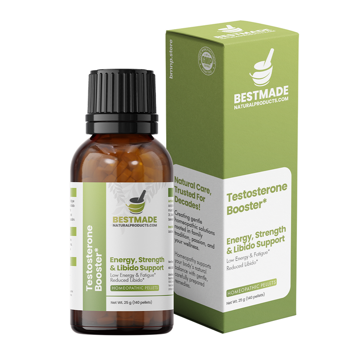 Testosterone Booster for Men - Support for Muscle Mass, Libido & Energy | Homeopathic, Non-Toxic, Natural 140 Pellets