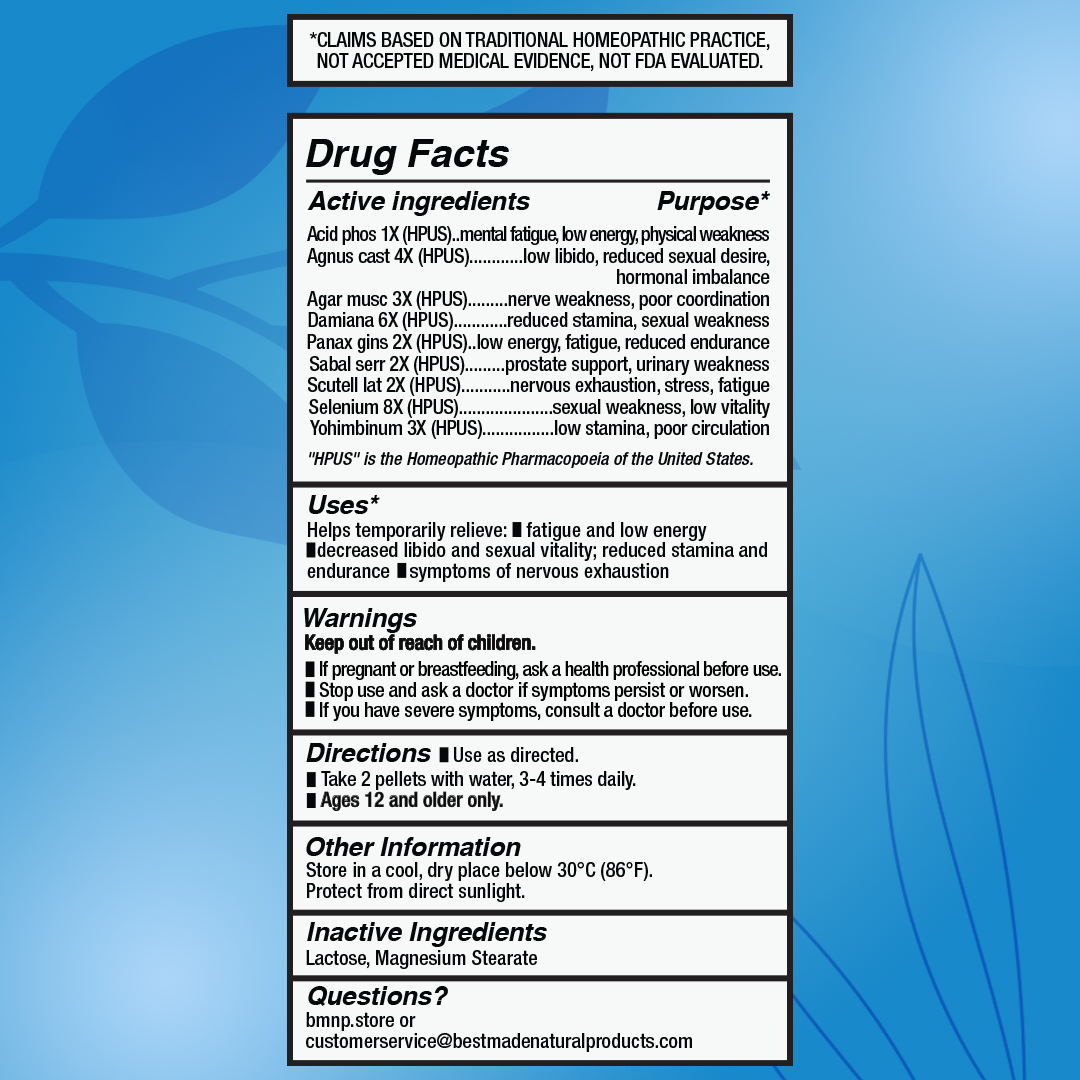 Testosterone Booster for Men - Support for Muscle Mass, Libido & Energy | Homeopathic, Non-Toxic, Natural 140 Pellets