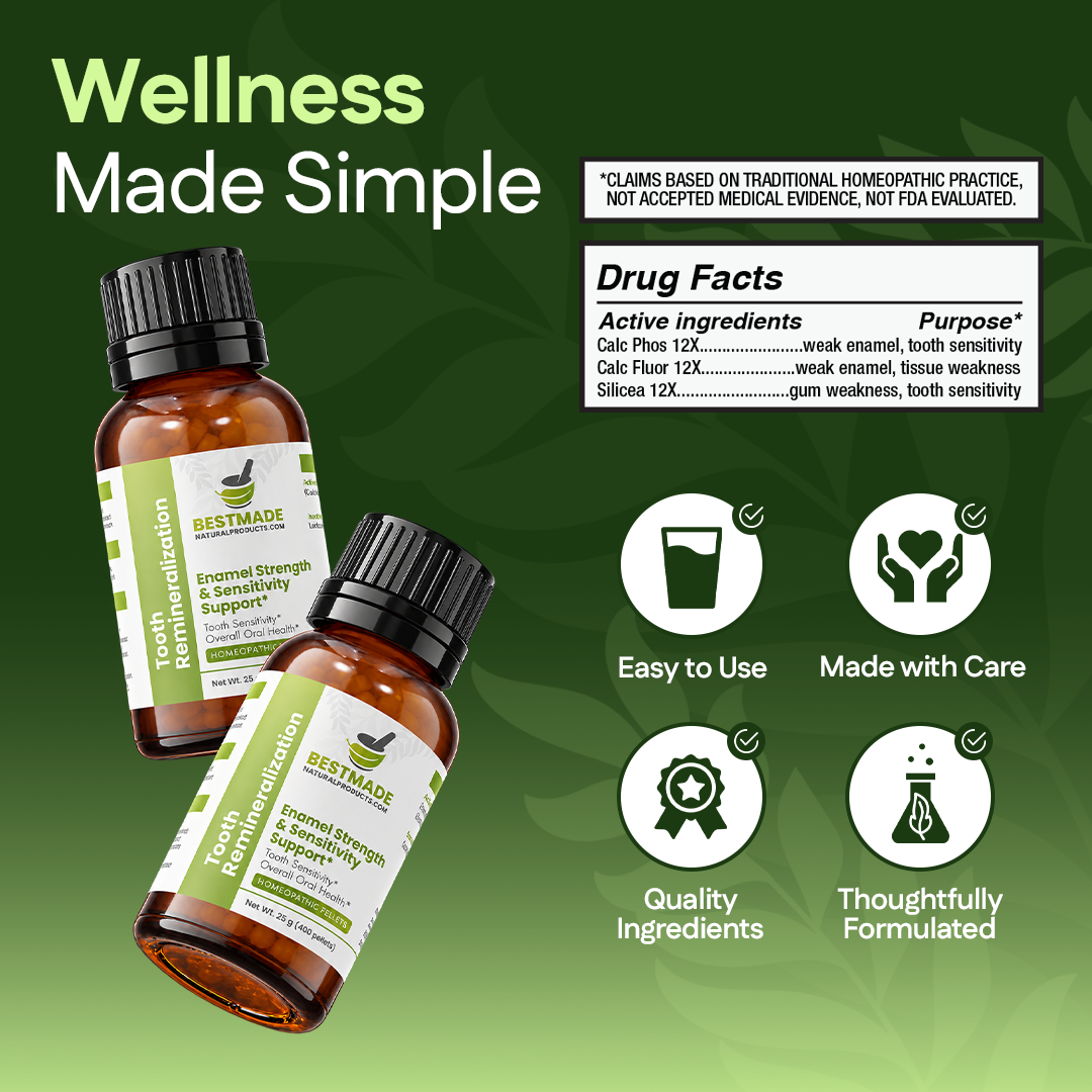 Tooth Remineralization Support - Cell Salt Combination to Reduce Sensitivity, Protect Enamel & Strengthen Teeth | Homeopathic, Non-Toxic, Natural, 400 Pellets