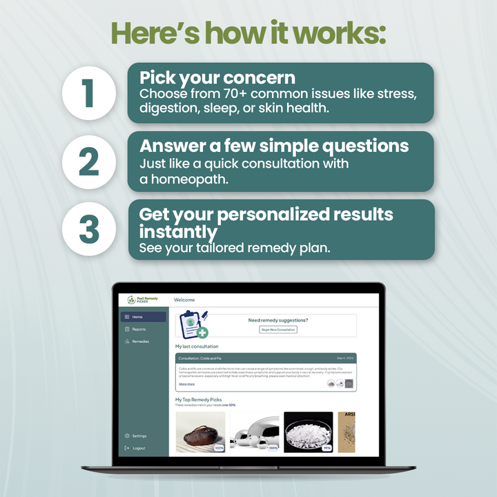 Digital Homeopathic Remedy Finder Tool for Symptoms and Jars