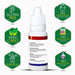 Product image showing all natural ingredients stickers around it for Plantago Dental Oral Care Natural Remedy 15mL