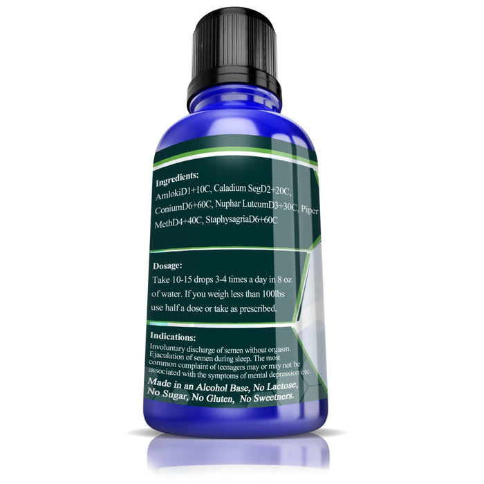 Product image back ingredients dosage &amp; product description for Wet Dream Natural Remedy &amp; Relief (BM113)