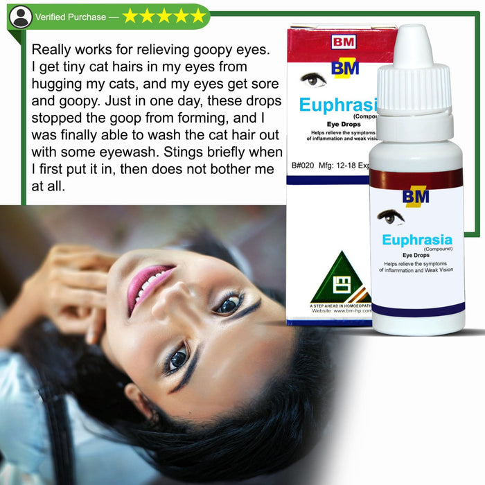 Product image with a 5 star review for Euphrasia Eye Drops 15mL,