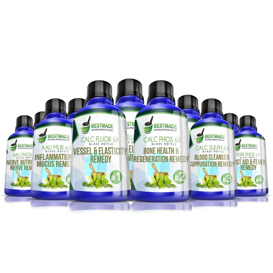 Product Image Showing All Bottles Labels for Classic Tissue Cell Salt Kit Natural Remedy