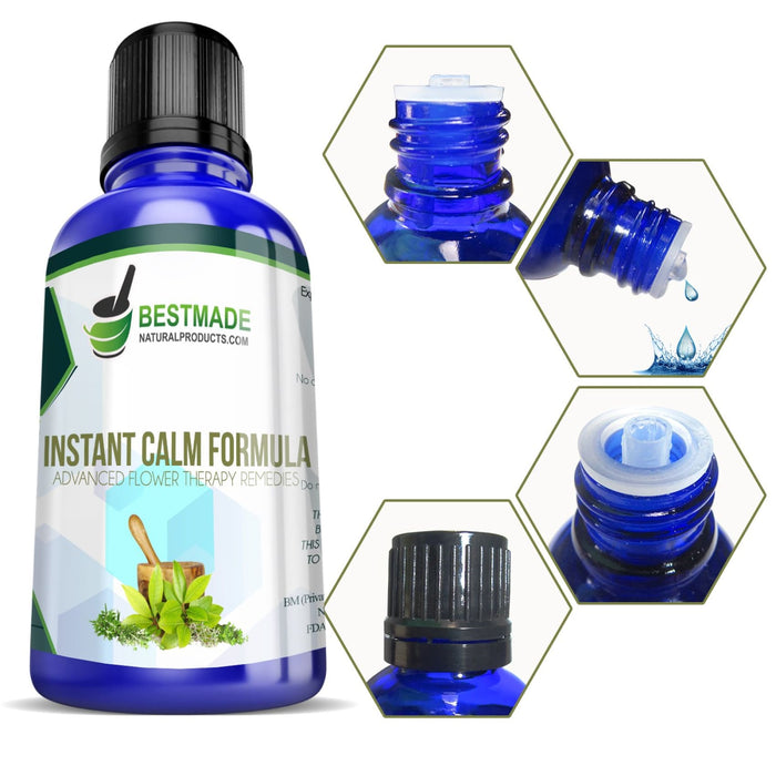 Product Image Showing Bottle and Dropper for Double Pack Instant Calm Formula Stress Free Therapy